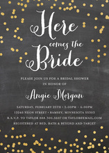 Bright Here Comes The Bride Script Bridal Invitations