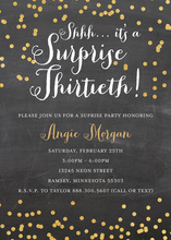 Shhh... it's a Surprise Chalkboard Gold Confetti Invites