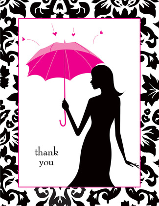 Pink Umbrella Silhouette Bridal Invitations