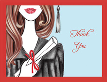 Glamorous Grad Brunette Lady Thank You Cards