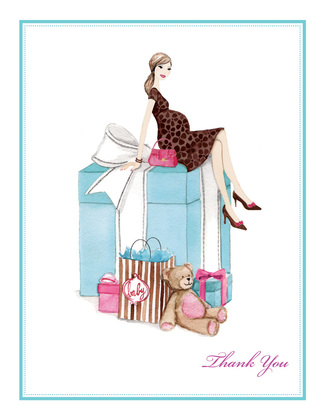 Fashionable Party Girl Thank You Cards