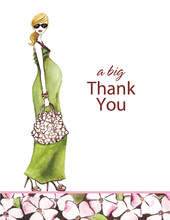 Green Mom Blonde Thank You Cards