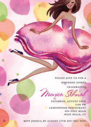 Jumping Party Girl Blonde Invitation