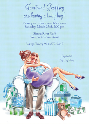 Kisses for Baby Blue Blonde Invitation