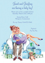 Kisses for Baby Blue Brunette Invitation