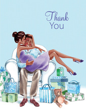 Kisses for Baby Blue Multicultural Thank You Cards