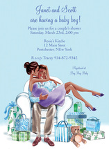 Kisses for Baby Blue Multicultural Invitation