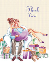 Kisses for Baby Neutral Brunette Lady Thank You Cards