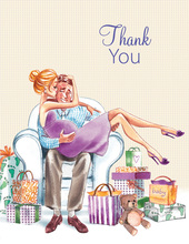 Kisses for Baby Neutral Blonde Lady Thank You Cards