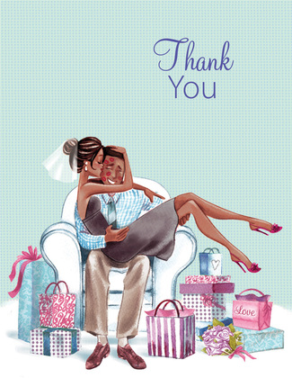 Kissing Couple Blonde Lady Thank You Cards