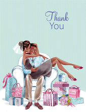Kissing Couple Multicultural Bride Thank You Cards