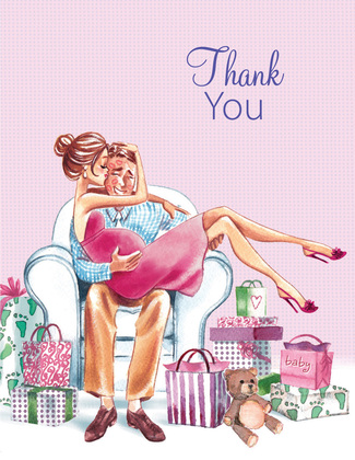 Kisses for Baby Pink Blonde Mom Thank You Cards