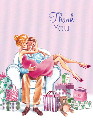 Kisses for Baby Pink Multicultural Mom Thank You Cards