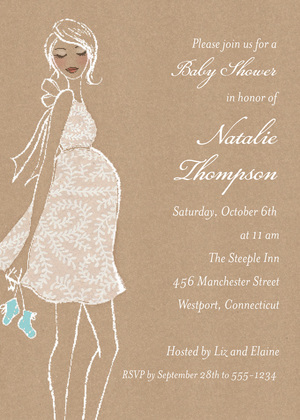 Kraft Baby Shower Pink Invitations