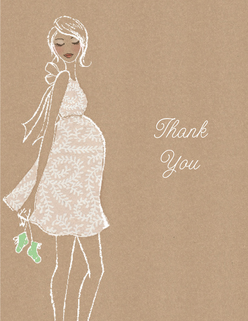 Kraft Baby Shower Green Thank You Cards