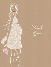 Kraft Baby Shower Pink Thank You Cards