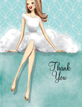Lovely White Dress Blonde Lady Thank You Cards