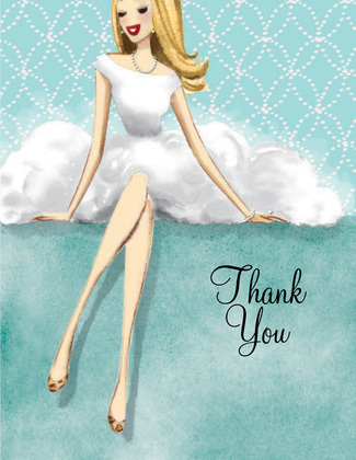 Lovely Black Dress Brunette LadyThank You Cards