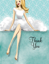 Lovely White Dress Blonde Lady Thank You Cards