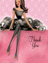 Lovely Black Dress Multicultural Thank You Cards