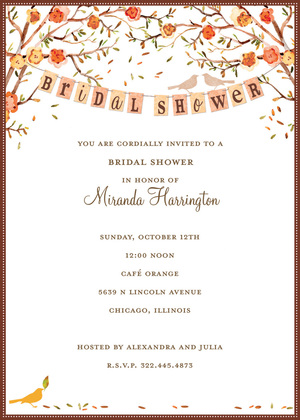 Love Birds Winter Bridal Shower Invitations