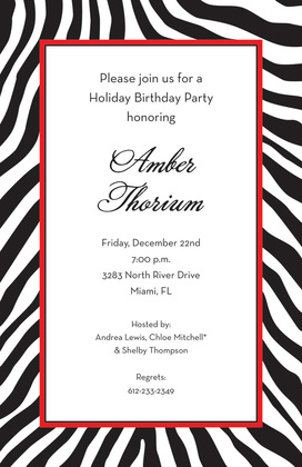 Wild Zebra Skin Black Invitations