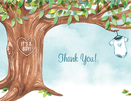 Onsie Tree Pink Baby Shower Thank You Cards