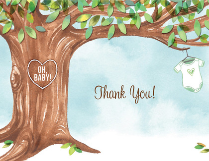 Onsie Tree Pink Baby Shower Thank You Cards