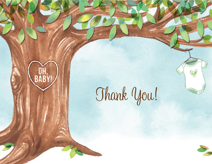 Onesie Tree Blue Baby Shower Thank You Cards