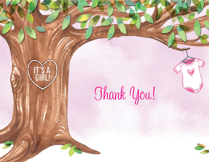 Onsie Tree Green Baby Shower Thank You Cards