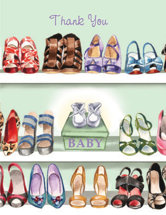 Stylish Shoe Closet Baby Girl Thank You Cards