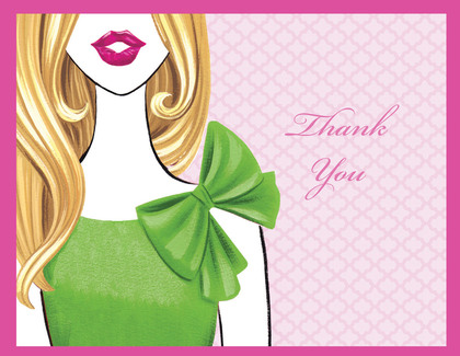 Stylish Surprise Brunette Lady Thank You Cards