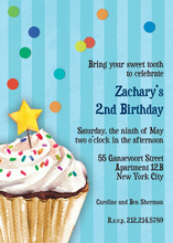 Sprinkles and Confetti Blue Birthday Invitations