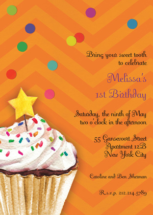 Sprinkles and Confetti Blue Birthday Invitations