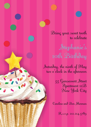 Sprinkles and Confetti Blue Birthday Invitations