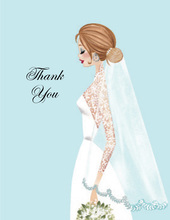 Vintage Veil Brunette Lady Thank You Cards