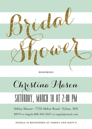 Grey Stripes Bridal Shower Script Invitations