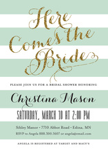 Bright Here Comes The Bride Script Bridal Invitations