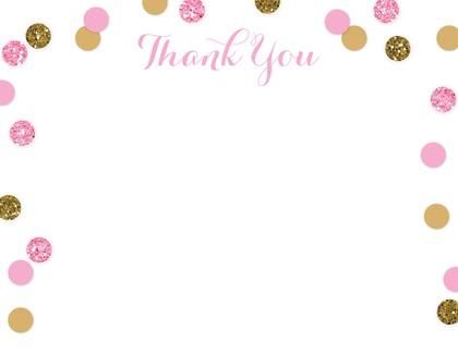 Pink Gold Glitter Confetti Thank You Folded