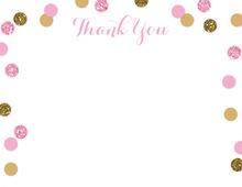 Pink Gold Glitter Confetti Thank You Cards