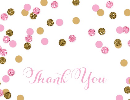 Pink Gold Glitter Confetti Thank You Cards