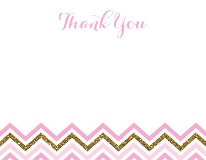 Pink Gold Glitter Chevrons Thank You Cards