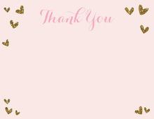 Pink Gold Glitter Hearts Thank You Cards