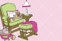 Nursery Chair Pink Crosshatch Invitation