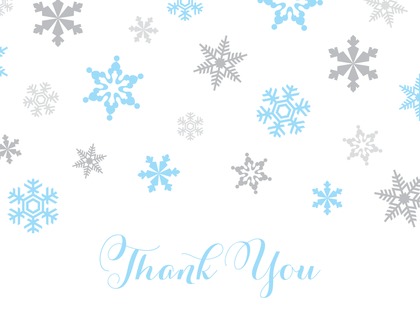 Pink Grey Snowflakes Thank You Cards