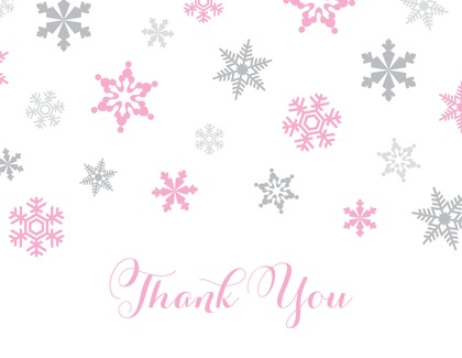 Pink Snowflakes Chalkboard Thank You Cards