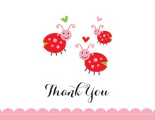 Lady Bugs Pink Scallops Thank You Cards