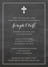 Simple Border Cross Chalkboard Religious Invitations