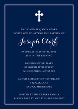 Simple Border Cross Navy Religious Invitations