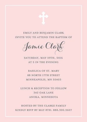 Simple Border Cross Slate Religious Invitations